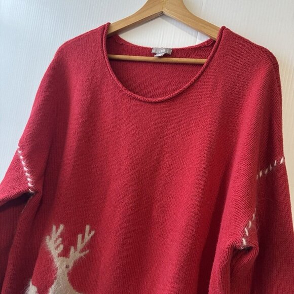 J.Jill Womens XL Red Yak Angora Reindeer Stitch Sleeve Sweater Christmas Winter - Picture 16 of 16